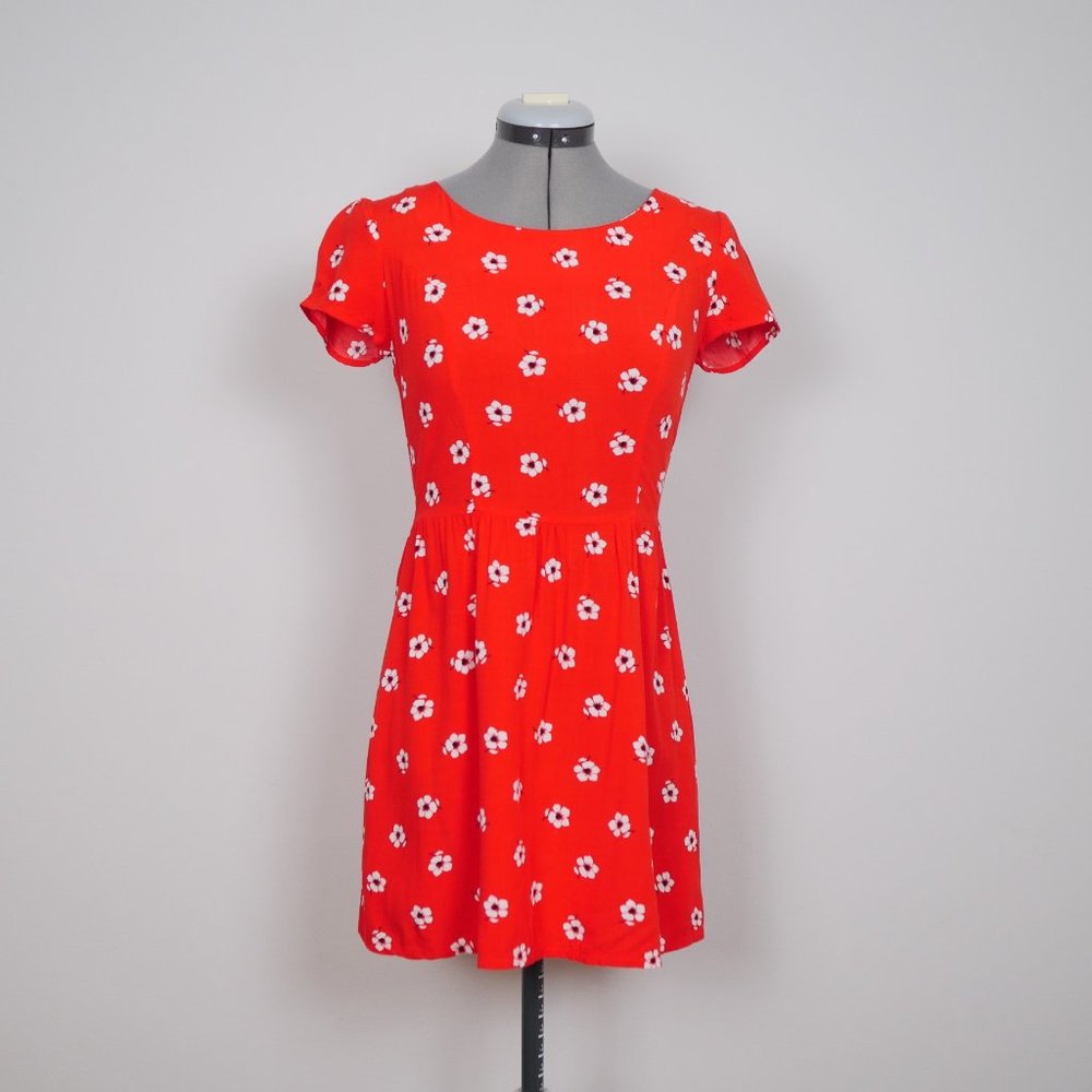 Gap Floral Red A-line Dress Size 0